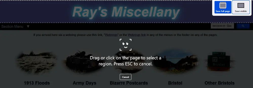 Firefox's screenshot capture dialog