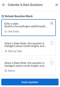 Inserting the Qualtrics single line date picker