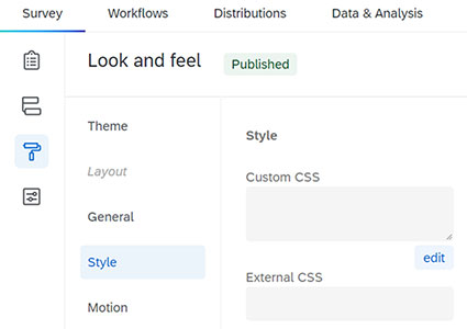 Editing the survey CSS