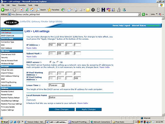 Setting the DHCP range